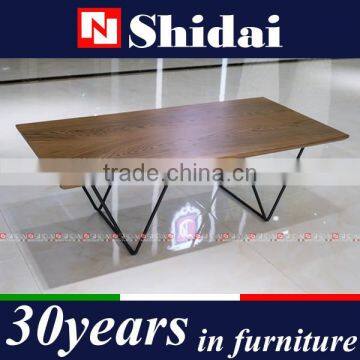 Rustic Coffee Table Natural Walnut Finished Wood Top Black Steel Metal Base TA-828L TA-828S photo-3