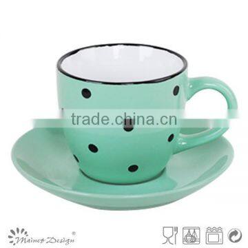 Cheap 8oz Tea Cup and Saucer Green Stoneware Cup and Saucer photo-6