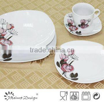 fine porcelain square dinnerware set beautiful flower decal