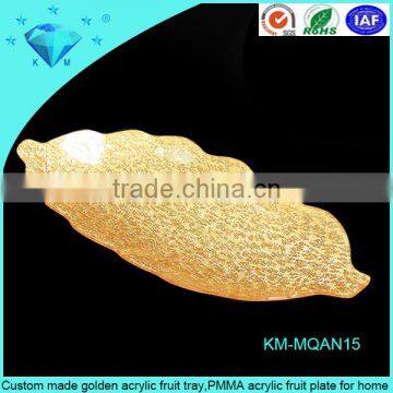 Custom made golden acrylic fruit tray,PMMA acrylic fruit plate for home