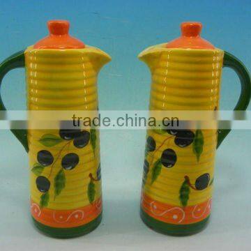 Grapes Yellow Ceramic Oil Bottle