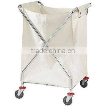 X-Shape Linen Trolley Metal Foldable Laundry Cart 05112