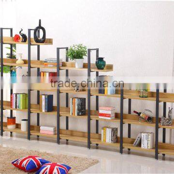 Display Wooden Side Steel Bookshelf,Household Steel - Wood Combination Bookcase photo-3