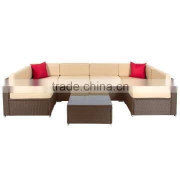 Popular 7 piece outdoor garden furniture patio rattan sofa set garden sofa set for hot sale