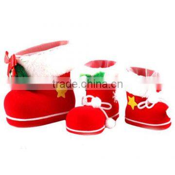 2016 new product Cheap Christmas Decorations Flocking Boots Candy Boots Christmas Socks Creative Gift