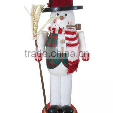 exquisitely crafted snow man wooden Nutcracker with tobacco pipe