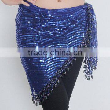 Professional stage wears indian paillettes hip scarf triangle sequin beaded hip scarf