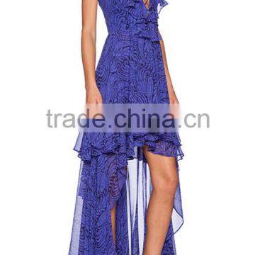 OEM Wholesale Women's Lace up Front Asymmetrical Hem GODDESS DRESS HSD5011 photo-3
