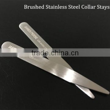 Brushed Metal Collar Bone Engraved LOGO,Silver Collar Stiffeners ,Metal Collar Stays Wholesale