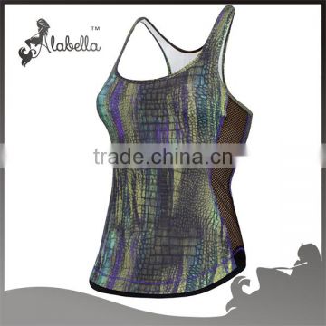 Croc print mesh sides singlet gym singlets