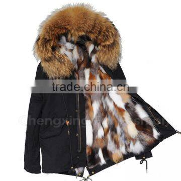 CX-G-P-05K Luxury Fox Fur Lining /Raccoon Fur Collar Women Winter Fur Parka