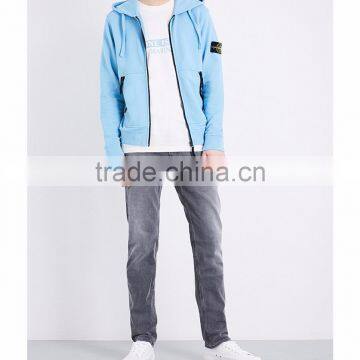 Embroidered Hoodies Patch On Sleeve Private Brands Label Custom Outside Exposed Zip 100% Cotton Flece