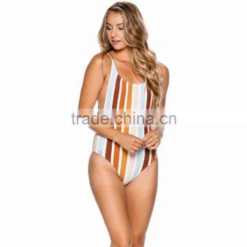 Dropped Arm Holes Crew Neckline Womens One Piece Scooped Back Neckline Swimwear Customize 80% Nylon 20% Spandex Material Stretch photo-3