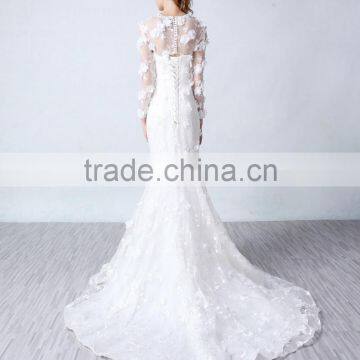 2017 Wholesale Custom Long Sleeve Mermaid Wedding Dress photo-2