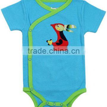 Red and Write 3-6 Months Applique Anchor Summer Wear Short Sleeve Newborn Organic Cotton Baby Toddler Clothing Wholesale China