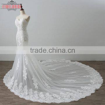 OEM White Long Lace Wedding Dress Mermaid photo-3