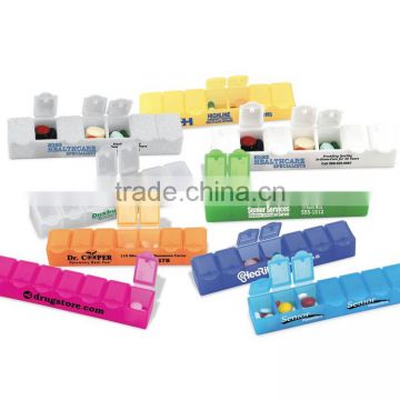 USA Made All-Week 6" Pill Box - a week's supply of pills in seven compartments, snap-tight lid and comes with your logo