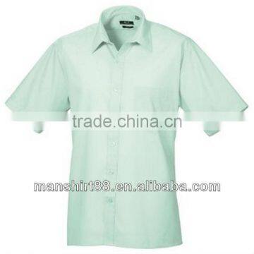 Mens Short Sleeve Formal Poplin Plain Work Shirt photo-3