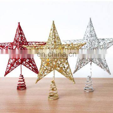 3 Color Available Glitter Tree Ornaments Hollow Topstar Christmas Star Top Christmas tree Decoration Accessories Party Supplies