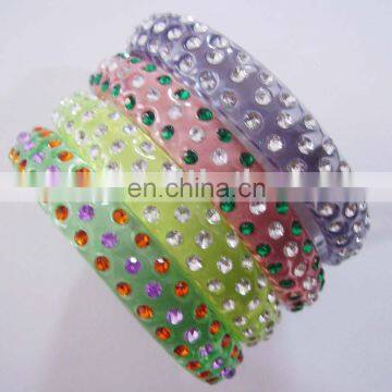 Spots Rhinestone Resin Bangle