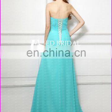 CE136 Simply Strapless Sexy Split Front Green Chiffon Beading Evening Gown photo-2