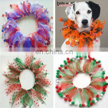 Custom Different Size Party Tulle Elastic Pet Dog Collars for Halloween Christmas Valentine's