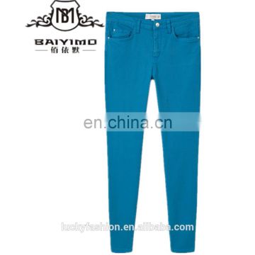 2016 Baiyimo women blue jeans cheap wholesale made in china