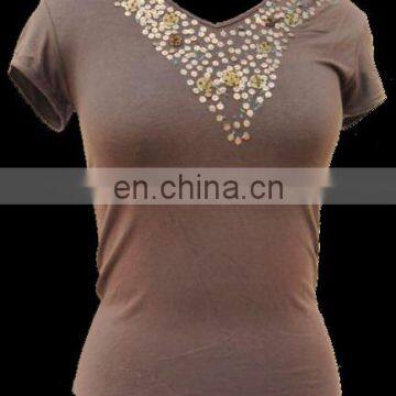 100% Cotton Jersey Ladies Tops 2017 Designs photo-4