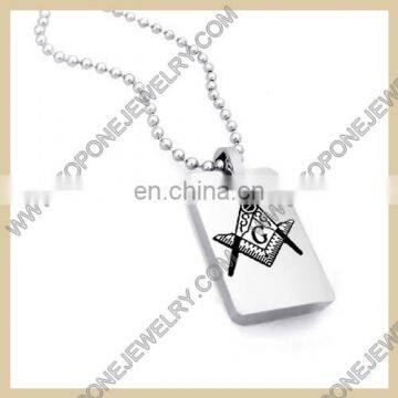 Custom freedom stainless steel silver rectangle masonic charms pendant