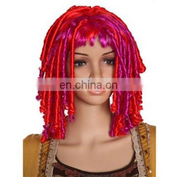 MCW-0397 Party Masquerade synthetic women red and purple dreadlocks wig