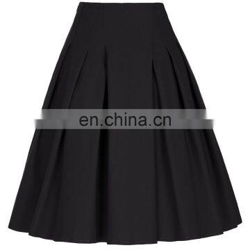 Grace Karin Women Solid Color High Stretchy Vintage Retro A-Line Short Black Skirt CL010451-1 photo-3
