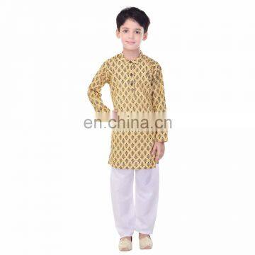 Soundarya new stylish collection of printed cotton kurta pajama set for boys