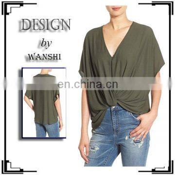 Latest t shirts manufacturers china women short kimono sleeves tops blouses 2016