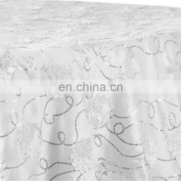 ivory embroidered flower design table cloth silver sequin fabric wholesale lace tablecloths