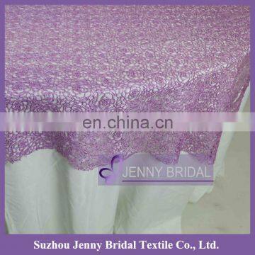 TL057A China lavender polyester chemical lace fabric embroidery table cloth