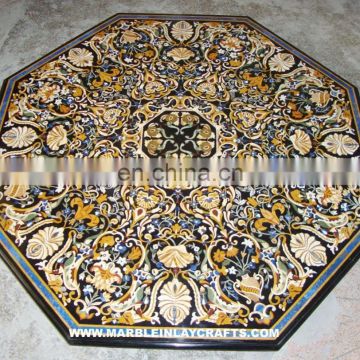 Octagonal Marble Inlay Dining Table, Pietra Dura Dining Table Top