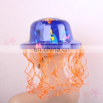 fashion party hats plastic wig hat pvc hat for sale