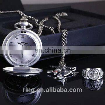Game Fullmetal Alchemist Classic Pocketwatch Necklace Rings Antique Pocket Watches Quartz Pocket Watch photo-2
