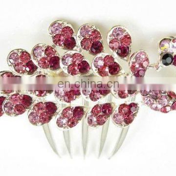 2013 newest fashion alloy rhinestone hair comb fork