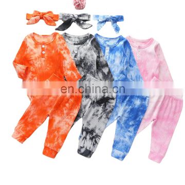 Ribbed Two Piece Set Tie Dye Outfits Toddler Girl Clothes