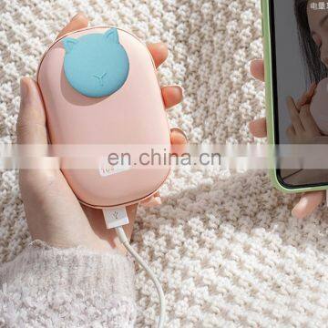 Winter Christmas Gift Cute Cartoon Silicone Mini Portable Hand Warmer 10000mAh Power Bank with Pouch