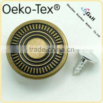 Customized metal denim jeans button