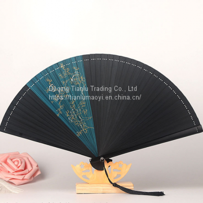 All Bamboo Folding Fan Japanese Style Bamboo Fan Ancient Style Manual Fan Small Women With You Small Dance Fan Customizable photo-4