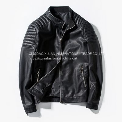 HOT SALE NEW FASHION MEN'S WASHED FAUX LEATHER PU JACKET