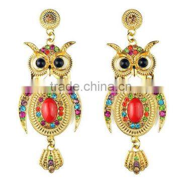 Fashional Cute Owl Earring With Stone Arete Para Esposa Novia Stud Earring Sets Clip photo-3