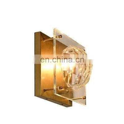 Antique Brass Finish Crystal Wall Sconce For Bedroom Metal Football Crystal Wall Lamp