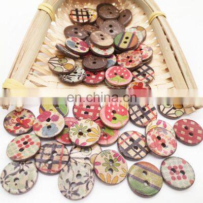 Wholesale 2 Hole Round Sewing Colored Custom Printed Wood Buttons