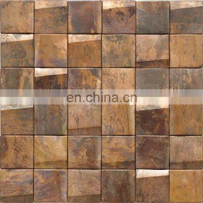 Restaurant Decoration Metal Mosaic Bronze Gold Metal Mosaic Tile Stainless Steel Mix Copper Metal Mosaic Tile