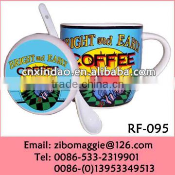 Professional Custom Coffee Designed Porcelain Water Mug Spoon with Lid