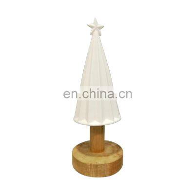 Mini Small Ceramic Christmas Artificial Tree Decoration With Wood Holder